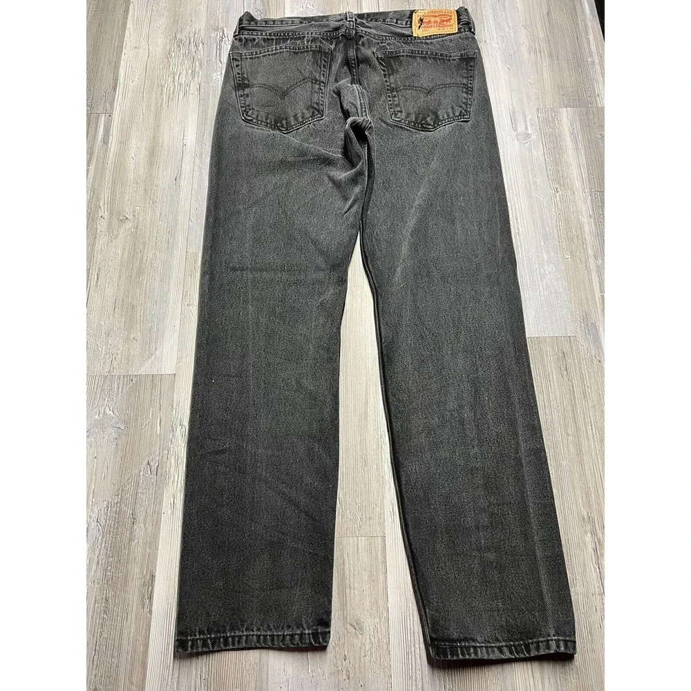 Levi's 505 Jeans Mens‎ Size 36x34 Regular Relaxed Black Denim Pants Faded